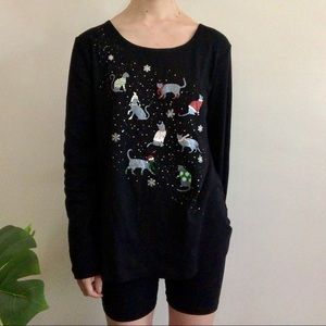 NWT Karen Scott Christmas cats sweater